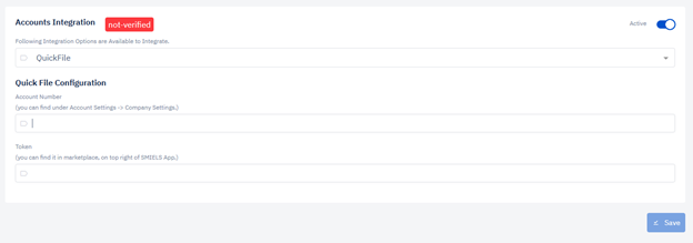 Smiels account Integration settings