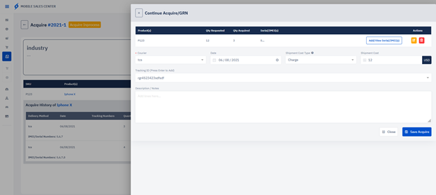 Acquire GRN page
