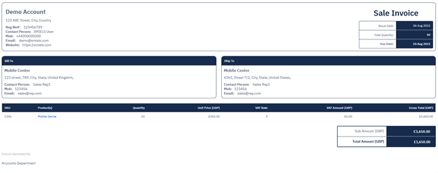 Sample invoice
